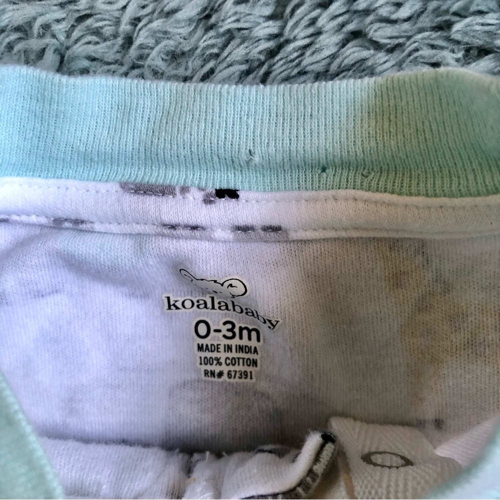 Koala Kids Green Striped and Animal Print Footies - Picture 4 of 6